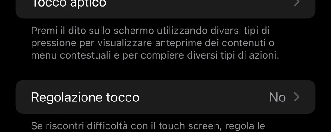 impostazioni Tocco iOS