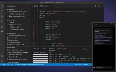 Visual Studio e Teams Toolkit, nuova preview