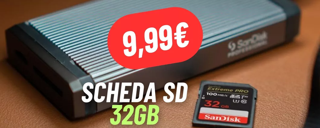 La schedaSD da 32GB SanDisk scontata del 49% e venduta ad un PREZZO REGALATO su Amazon
