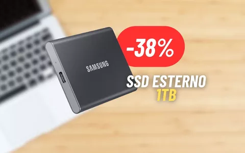 Aggiungi 1TB di storage esterno con l'SSD Samsung in SUPER SCONTO
