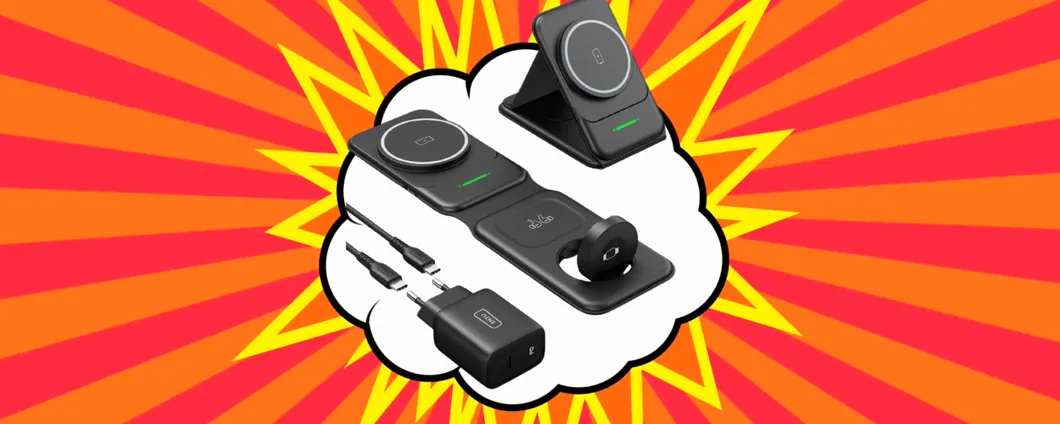 Caricatore wireless PIEGHEVOLE 3-in-1 a META' PREZZO: oggi lo paghi SOLO 19€
