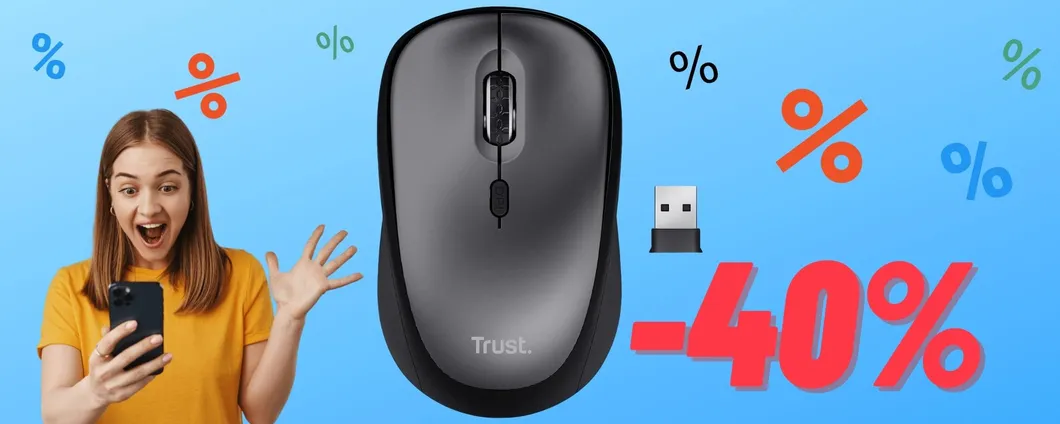Addio ai fili con l'economico mouse wireless Trust Yvi+ in OFFERTISSIMA