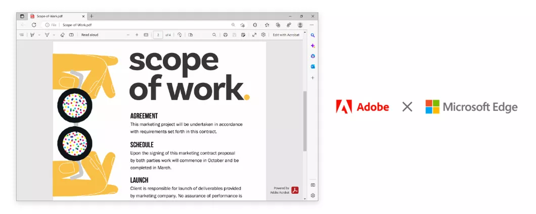 Microsoft Edge integrerà Adobe Acrobat PDF