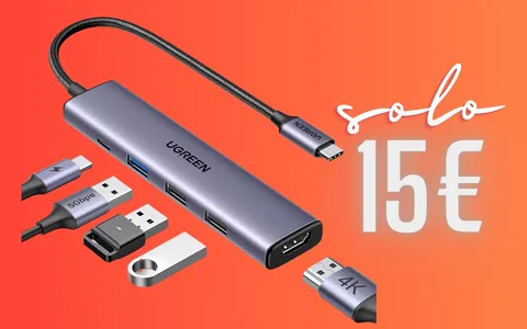 Hub 5 in 1 con HDMI 4K, PD da 100W e USB fino a 5Gbps tuo a 15€