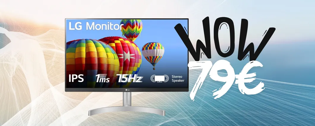 Monitor LG da 24 pollici FHD con tempo di risposta di 1ms a soli 79€