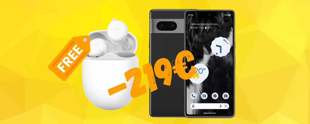 Google Pixel 7 + Pixel Buds A: MINIMO STORICO su Amazon