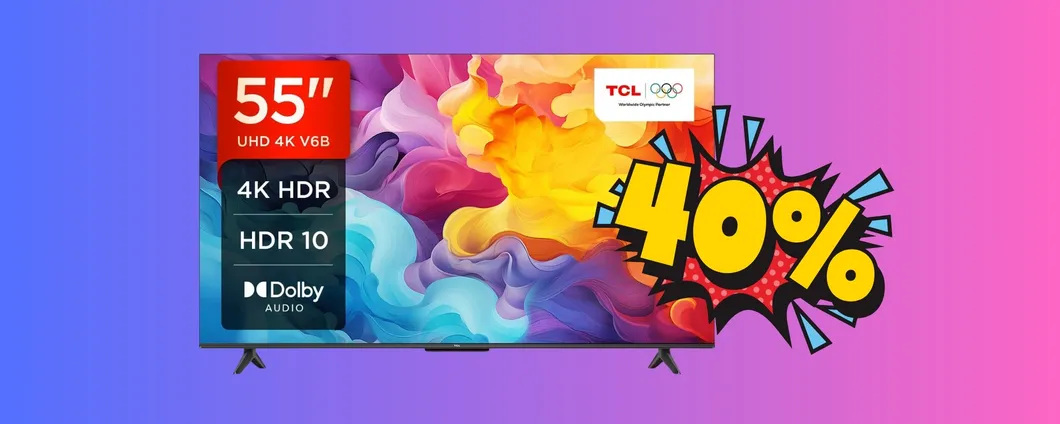 Offerta Amazon PAZZESCA: la Smart TV TCL da 55'' 4K HDR a soli 299,90€