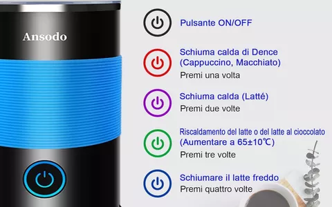 Montalatte elettrico 5 in 1 con potenza 600W adatto anche per Cappuccino in promo su Amazon
