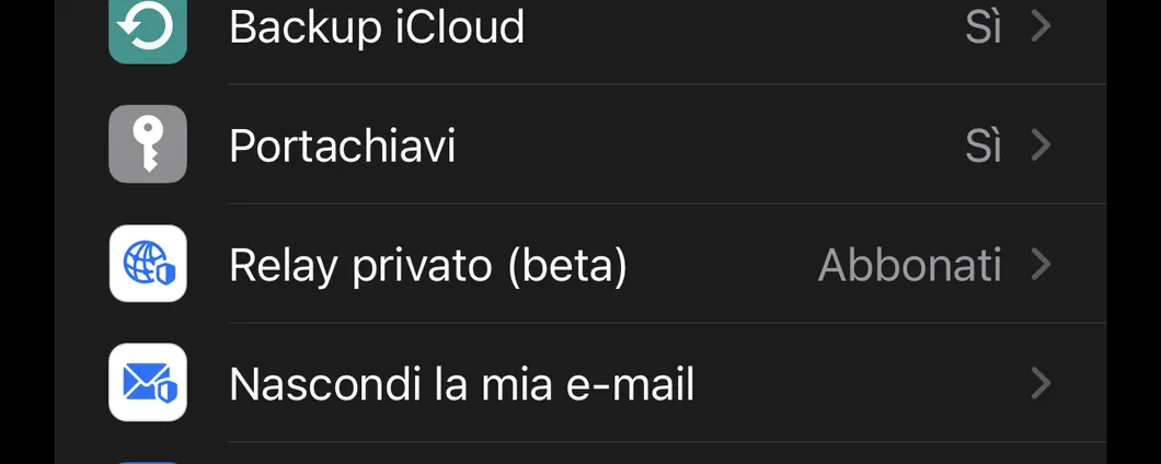 Impostazioni iCloud su iOS