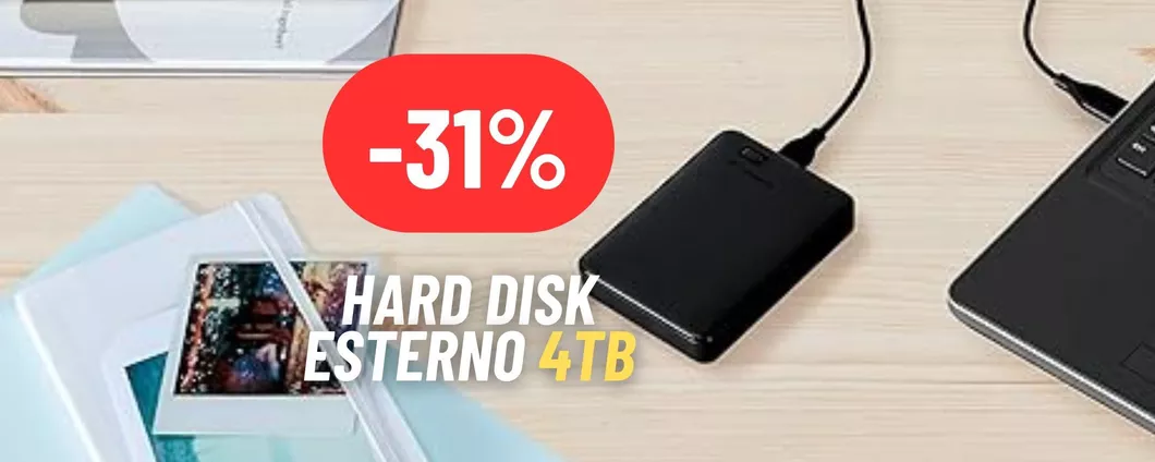 Porta a spasso 4TB di storage con l'Hard Disk Esterno WD al 31% di sconto