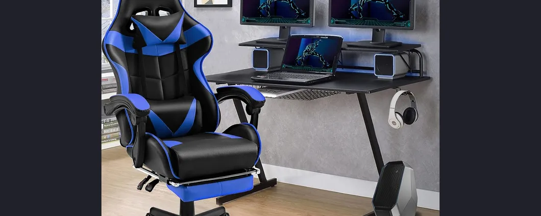 Sedia Gaming girevole con poggiapiedi a scomparsa ad un prezzo FOLLE su Amazon
