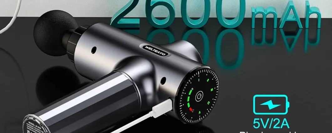 Pistola massaggiante da 2600 mAh con 6 testine: sconto del 20% + COUPON 20% su Amazon