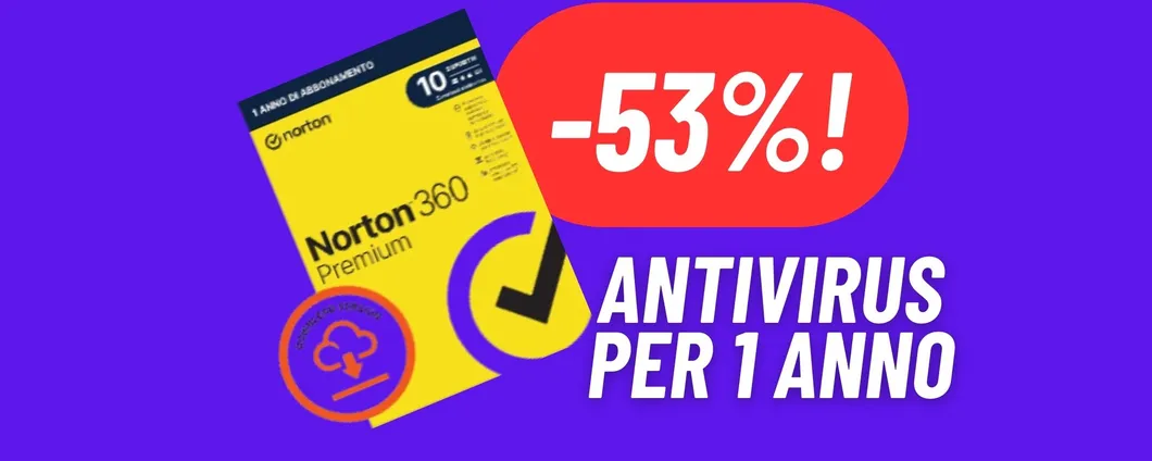 SCONTO MAI VISTO sull'antivirus Norton: 1 anno per 10 dispositivi, PREZZO ASSURDO! (53%)