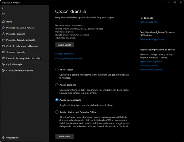 protezione virus e minacce
