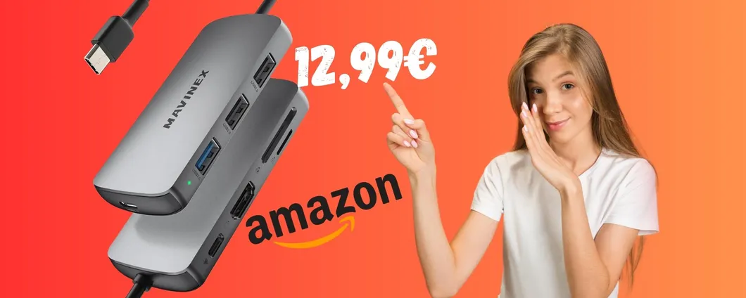 Hub USB 8 in 1 utilissimo ed ECONOMICO, su Amazon a 12,99€