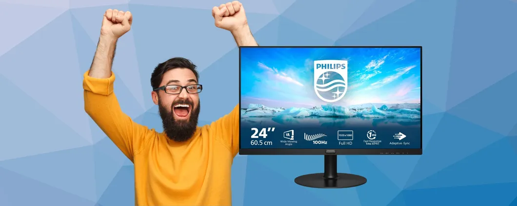 Monitor PHILIPS da 24 pollici FHD in offerta a tempo a 69€