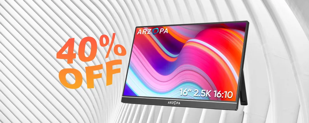 Monitor portatile ARZOPA da 16 pollici 2,5K: migliora le prestazioni (-40%)