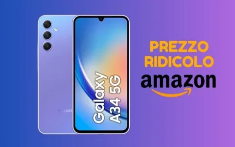 Samsung Galaxy A34: ora su Amazon a PREZZO RIDICOLO (risparmi 145 euro)