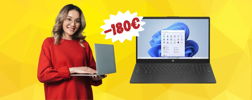 Portatile HP con Ryzen 3, 8GB di RAM e SSD da 256GB a -180€