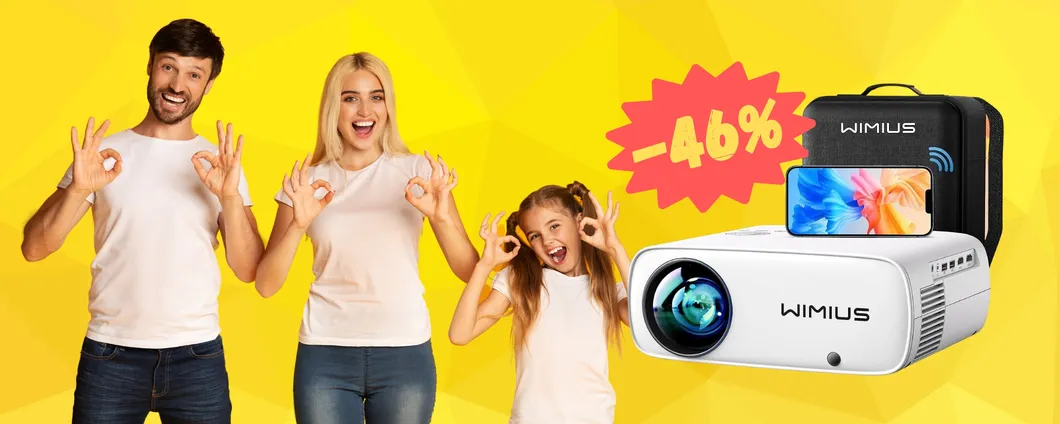 Proiettore Bluetooth FHD al 46% su Amazon: RISPARMI 136€