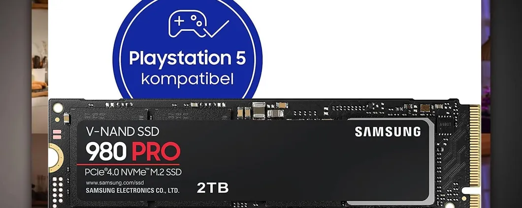 SSD Samsung 980 PRO modello M.2 da 2 TB adatto anche per PS5 in promo su Amazon