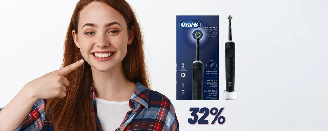 Denti bianchissimi con lo spazzolino elettrico Oral-B IN SCONTO su Amazon