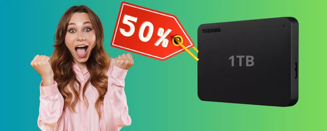 Toshiba: hard disk portatile da 1TB a 39€ su Amazon (-50%)