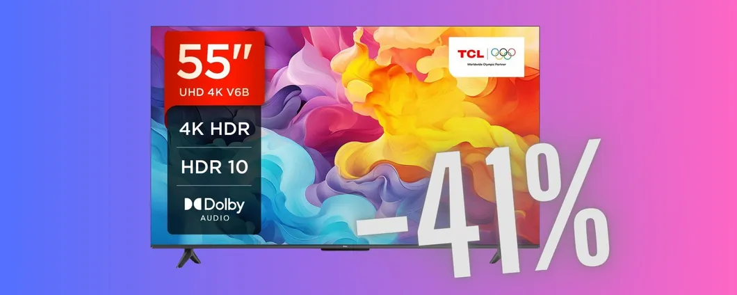 Offerta imperdibile: Smart TV 4K HDR TCL da 55'' con il 41% di sconto!