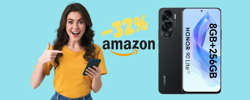 HONOR 90 Lite 5G su Amazon al MINIMO STORICO (-32%)