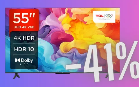 Offerta imperdibile: Smart TV 4K HDR TCL da 55'' con il 41% di sconto!