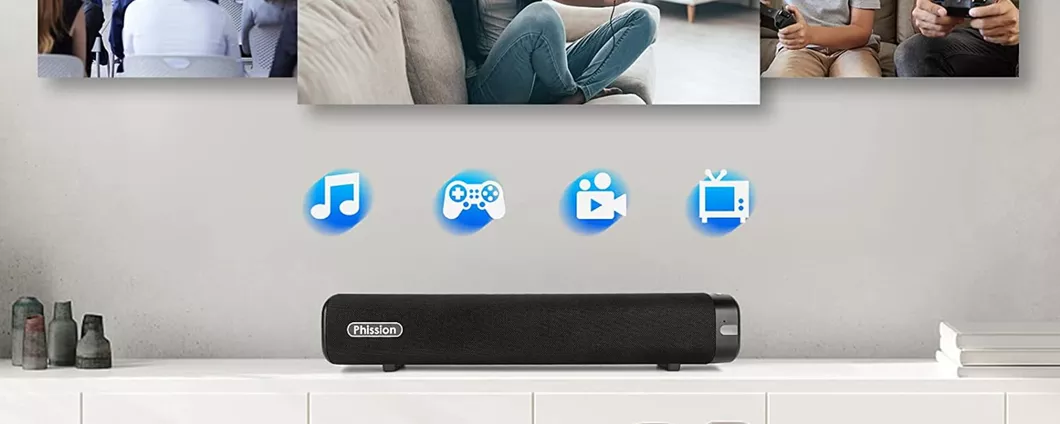 Soundbar per PC e TV di Phission con Bluetooth 5.0 in promo speciale su Amazon