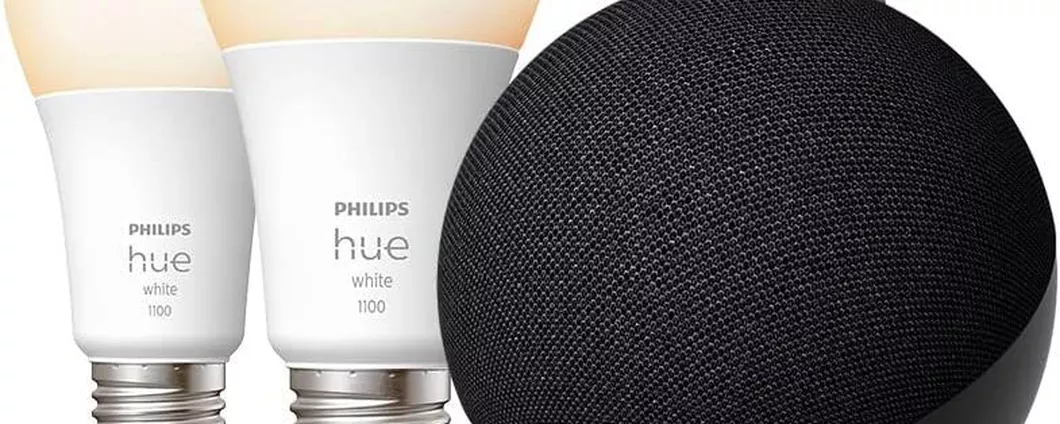 Echo Dot 5 più due lampadine Philips LED: combo smart da SOGNO a soli 39€