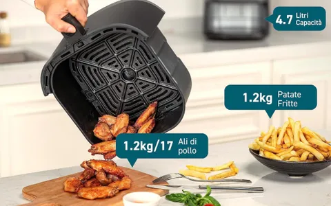 Friggitrice ad aria da 4,7L con risparmio energetico e 9 programmi a meno di 100 euro su Amazon