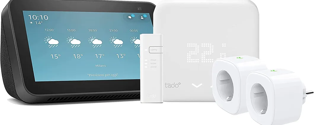 Echo Show 5, Termostato tado° e spine intelligenti: OFFERTA BOMBA sul pacchetto su Amazon