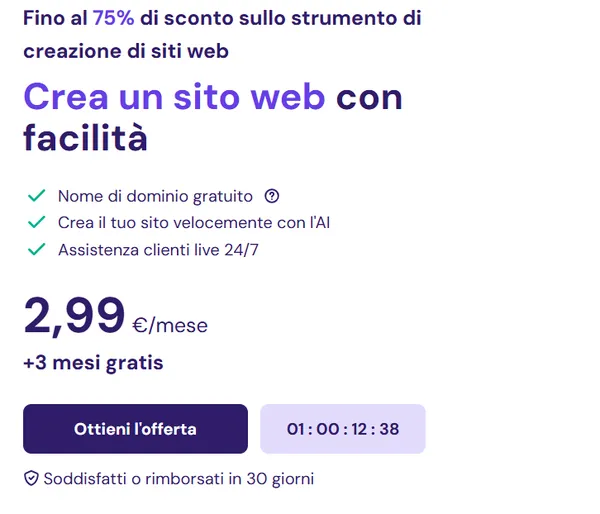 hostinger websiter builder offerta