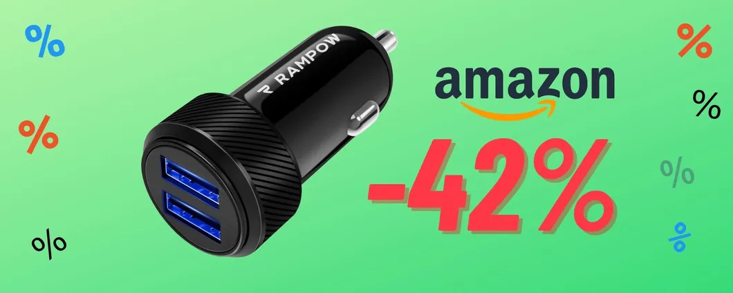Caricatore USB 2-Porte da Automobile: OTTIMO SCONTO da oggi
