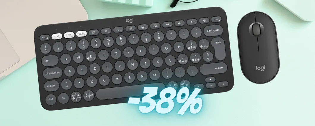 Logitech Pebble 2: tastiera e mouse wireless SUPER COMPATTI (-38%)
