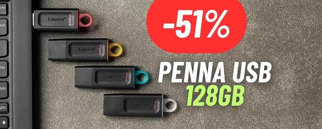 Penna USB Kingston SCONTATISSIMA: 51% e prezzo IMPERDIBILE