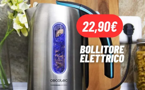Bollitore elettrico Cecotec: perfetto per bevande calde per l'inverno, MEGA SCONTO