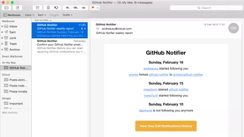 Gitnotifier per tracciare i progetti su GitHub