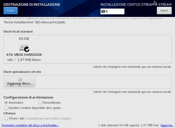 installazione centos