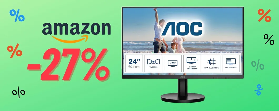 Black Friday: Monitor AOC da 24'' FHD in OFFERTISSIMA su Amazon!