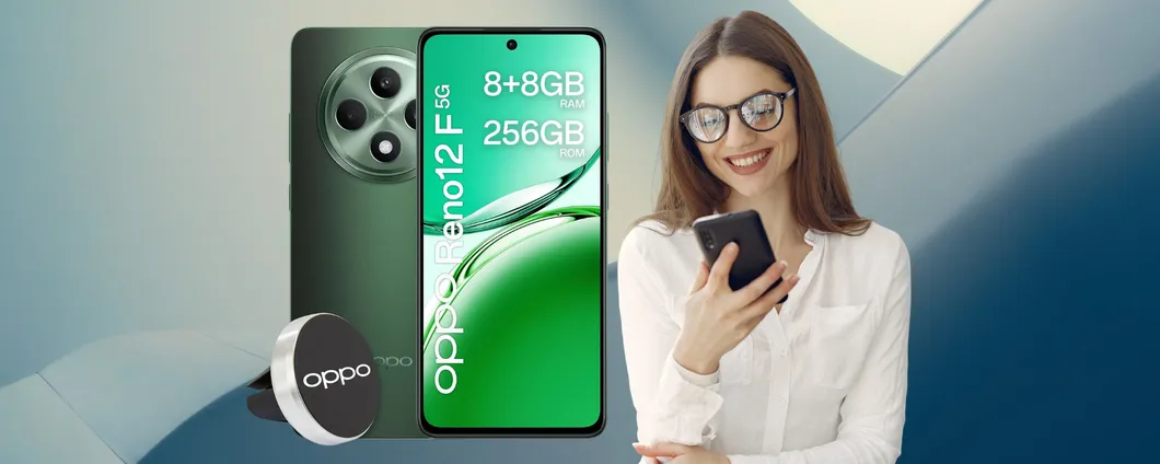 OPPO Reno12 F 5G con supporto per auto e ricarica da 45W super veloce