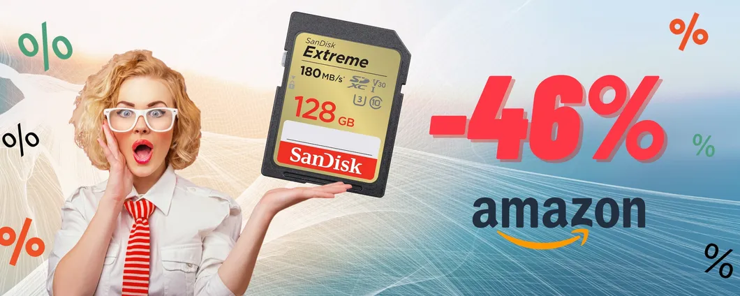 Scheda SD XC SanDisk Extreme da 128GB in SCONTO di OLTRE 20€