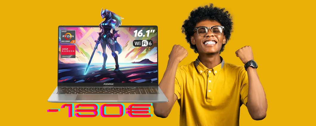 Notebook da 16,1 pollici con AMD Ryzen 7 in OFFERTA a 130€ in MENO