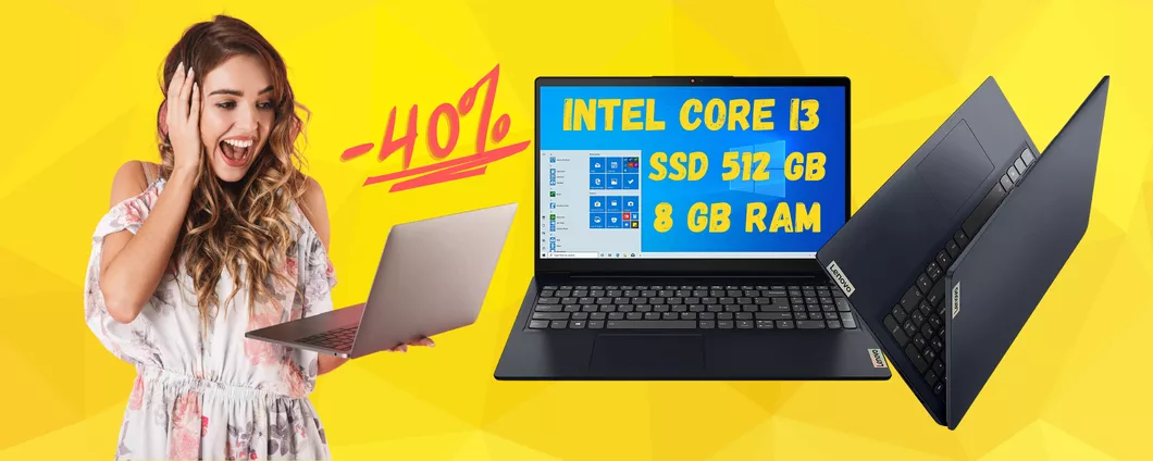 Lenovo IdeaPad 3: notebook con i3 e SSD da 512 GB al 40%