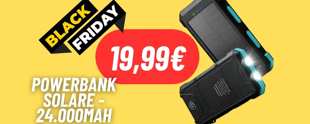 Ricarica sempre i tuoi device con il powerbank solare da 24.000mAh: OFFERTA PAZZESCA