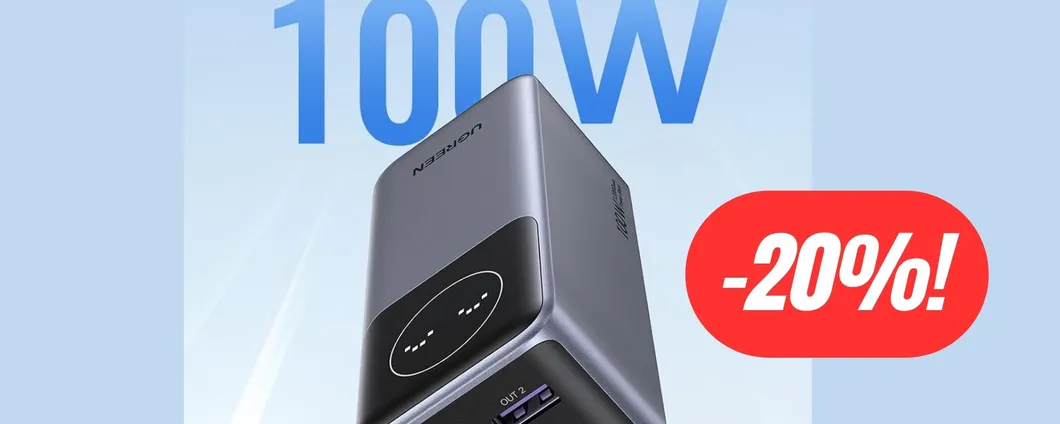 Powerbank da 12.000mAh e 100W di potenza al 20% di sconto su Amazon