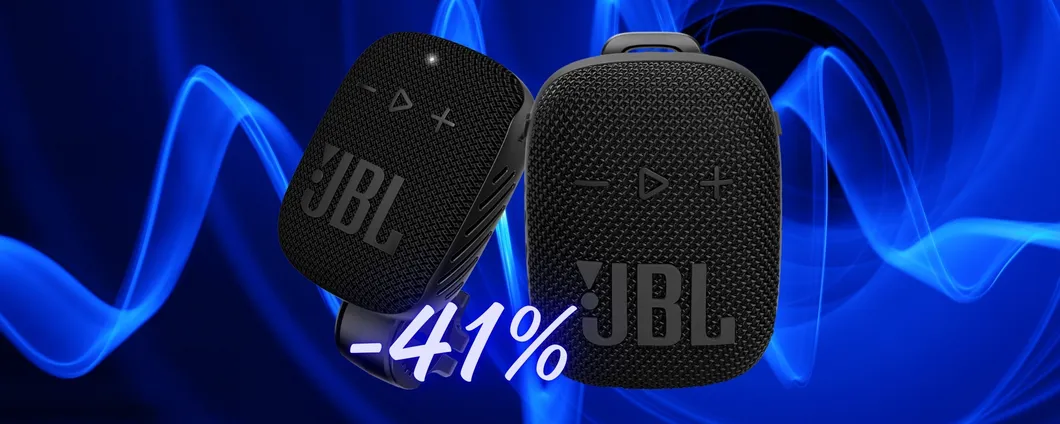 JBL Box Wind 3S: mini cassa Bluetooth con clip, impermeabile IP67 (-41%)