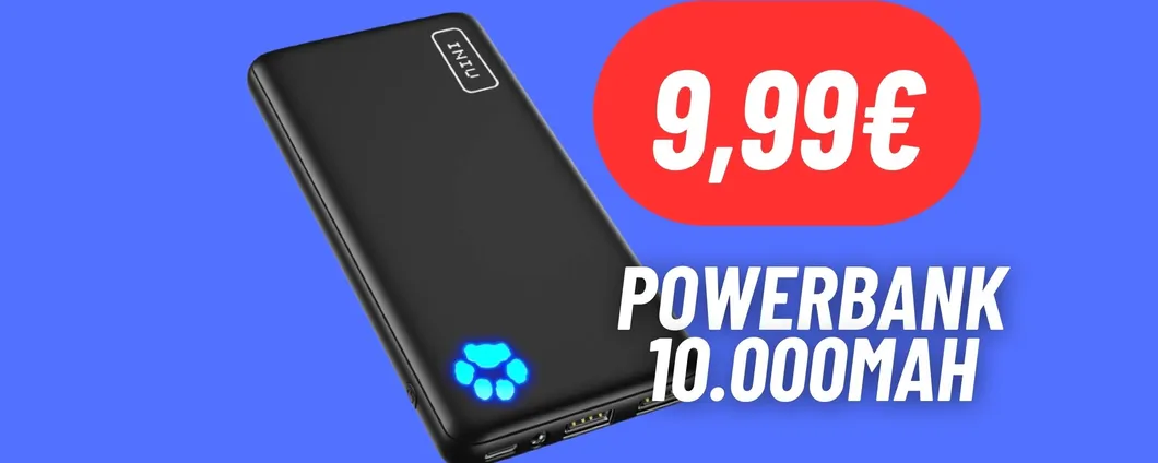 Powerbank da 10.000mAh a 9,99€ con il DOPPIO SCONTO presente su Amazon